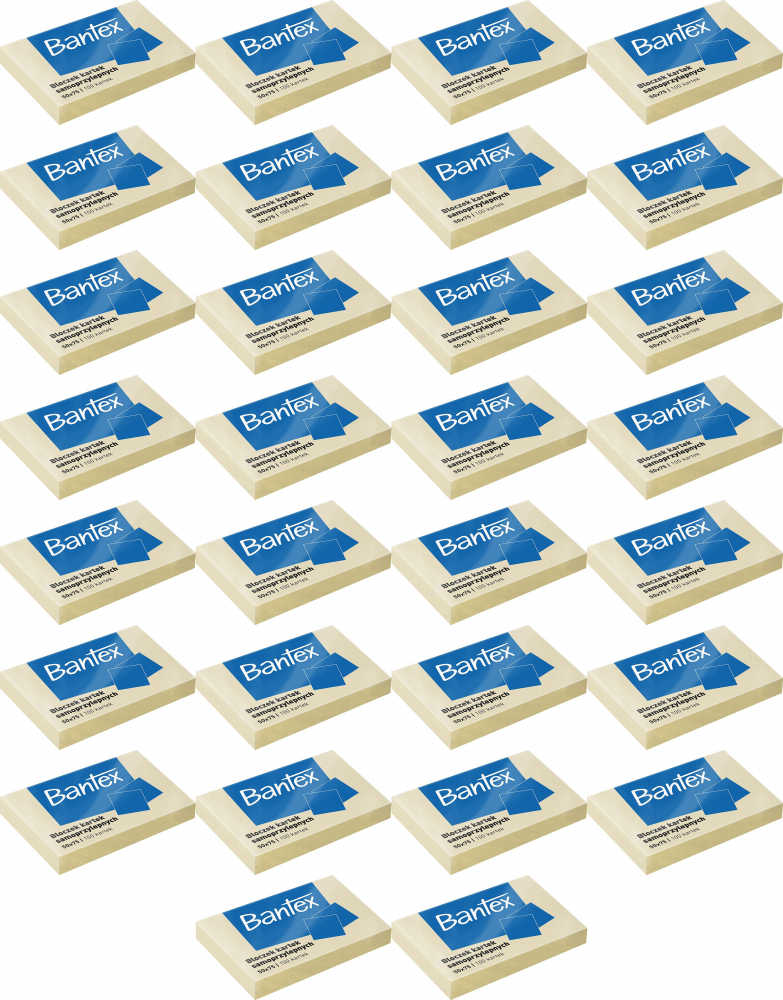 36x Karteczki samoprzylepne Bantex, 50x75mm, 100 karteczek, żółty
