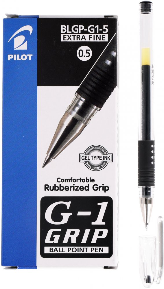 12x Długopis żelowy Pilot, G1 Grip, 0.5mm, czarny