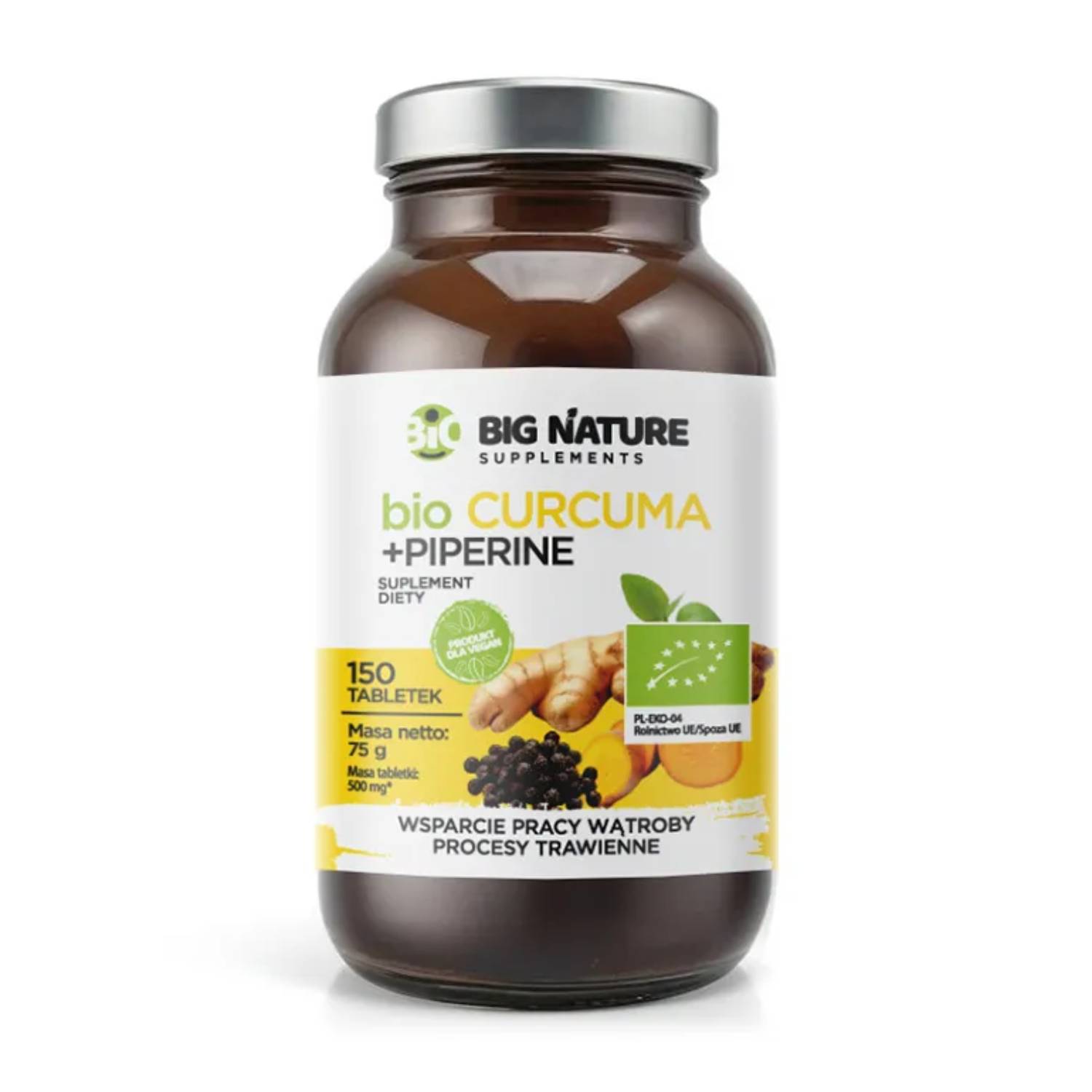 Big nature bio curcuma + piperine, 150 tabletek