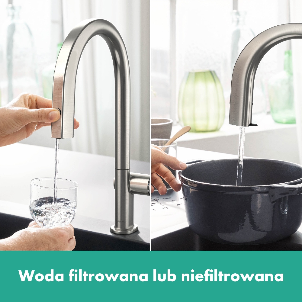 Hansgrohe Aqittura M91 bateria kuchenna z filtrem stojąca stal 76801800
