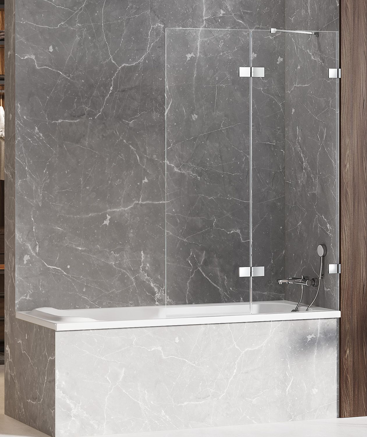 New Trendy Avexa parawan nawannowy 100 cm lewy chrom/szkło przezroczyste EXK-1954