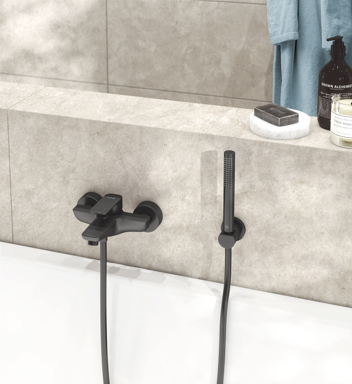 Kludi Pure&Style bateria wannowo-prysznicowa ścienna czarny mat 406813975