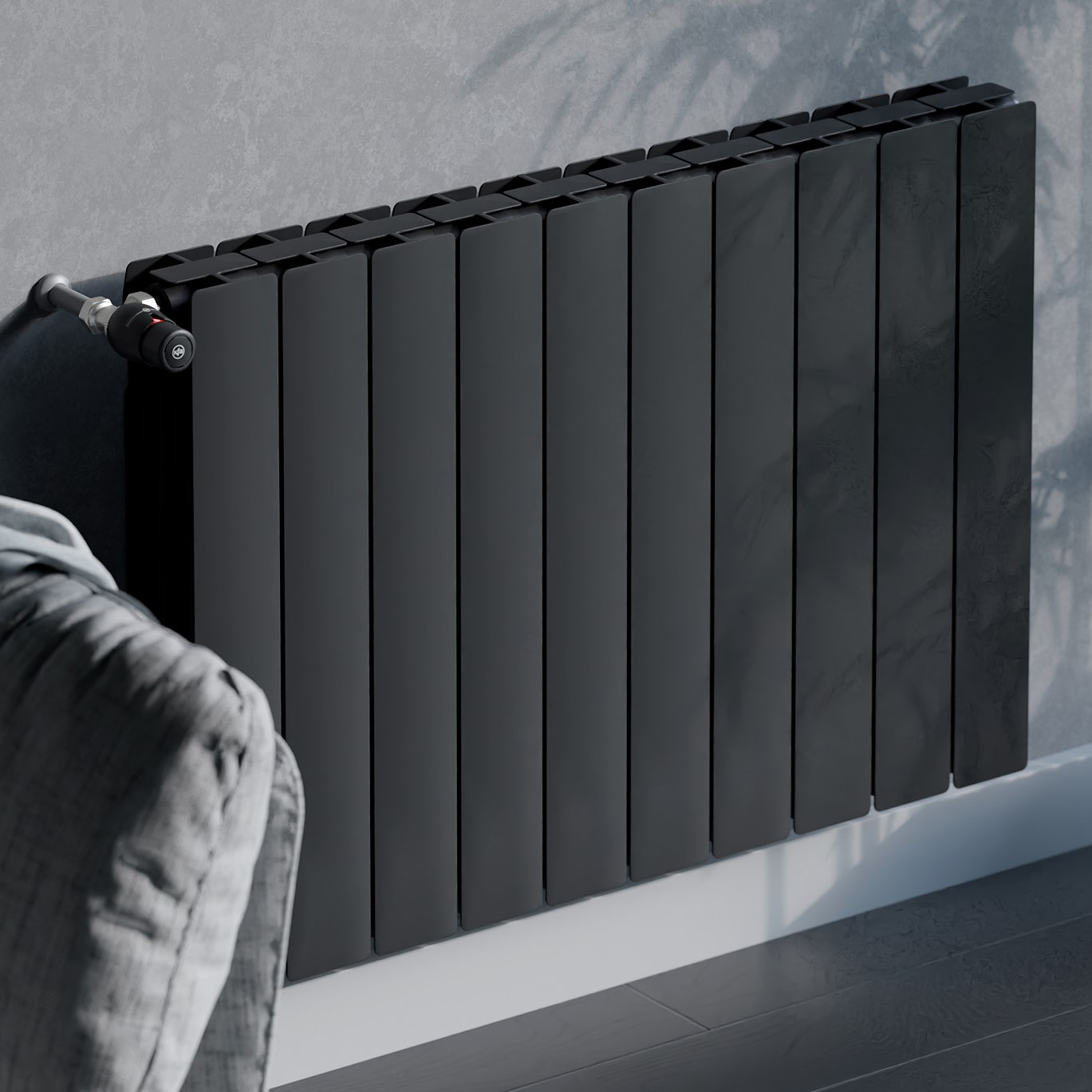 KFA Armatura ADR grzejnik pokojowy 57x64,4 cm podłączenie boczne czarny 763-080-81 - Wysyłka w 24h