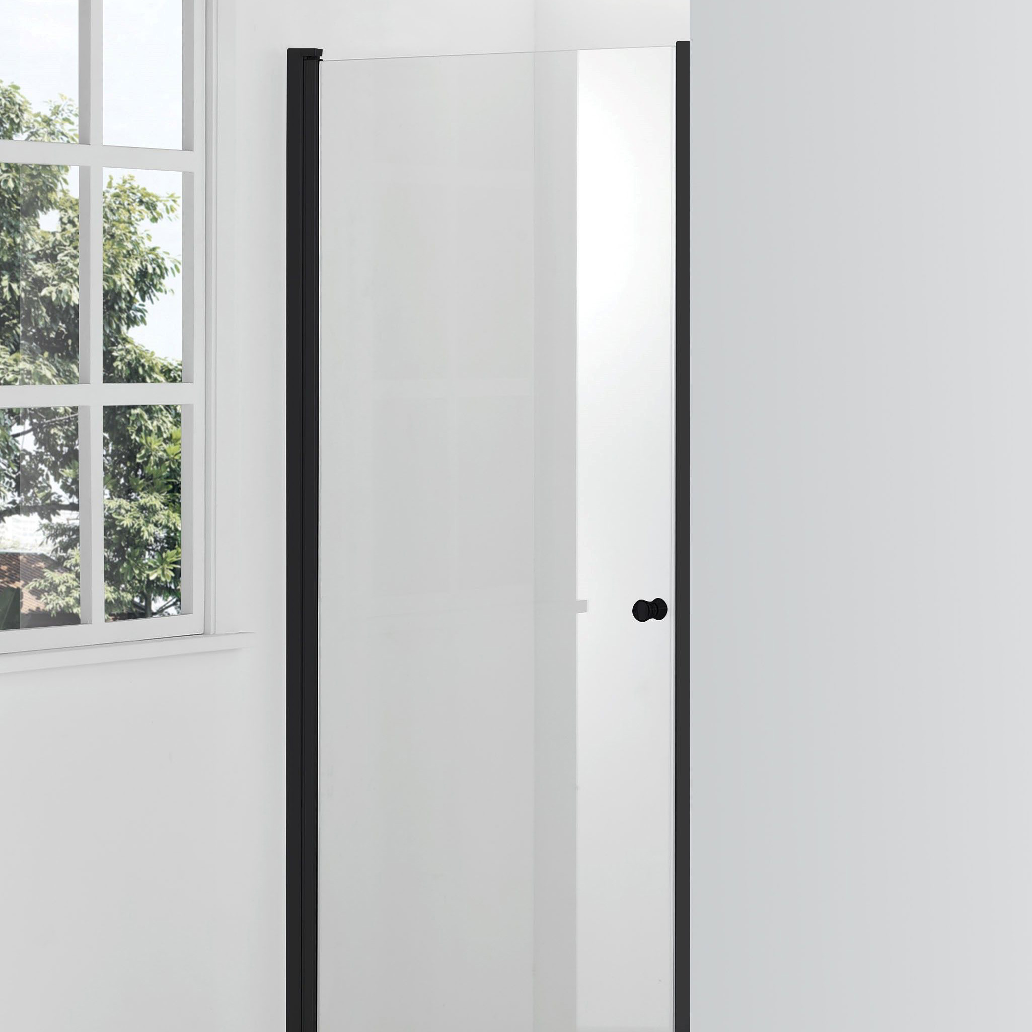 Hagser Gabi drzwi prysznicowe 90 cm jednoczęściowe uchylne czarny mat/szkło przezroczyste HGR23000021 - Wysyłka w 24h