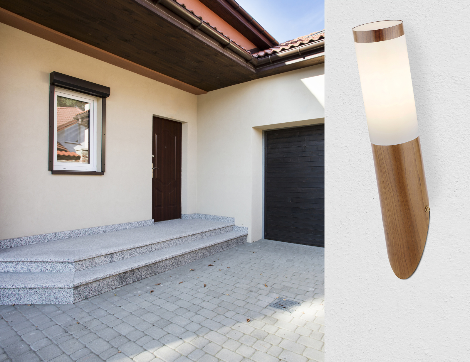 Globo Lighting Boston kinkiet zewnętrzny 1x23W drewno/opal 3157W