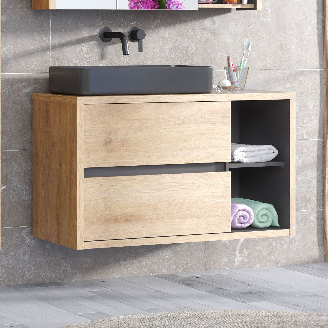 Comad Devon szafka 100x45,5x59,8 cm podumywalkowa wisząca grafitowa DEVON823-100CMFSC - Wysyłka w 24h