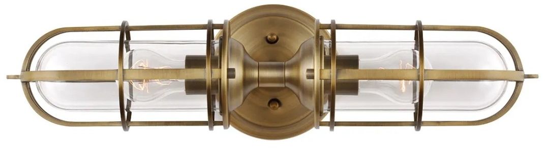 Quintiesse Urban Restoration kinkiet 2x60 W antyczny ciemny mosiądz-przezroczysty QN-URBANREST2