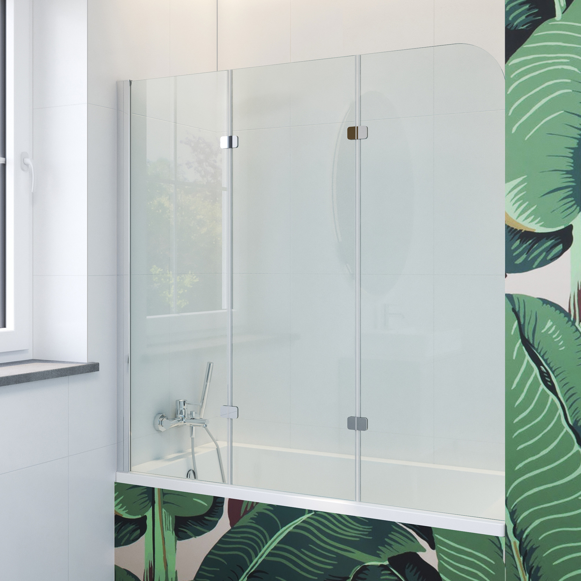 Hagser Anke III parawan nawannowy 120 cm 3-częściowy chrom błyszczący/szkło przezroczyste HGR40000023 - Wysyłka w 24h