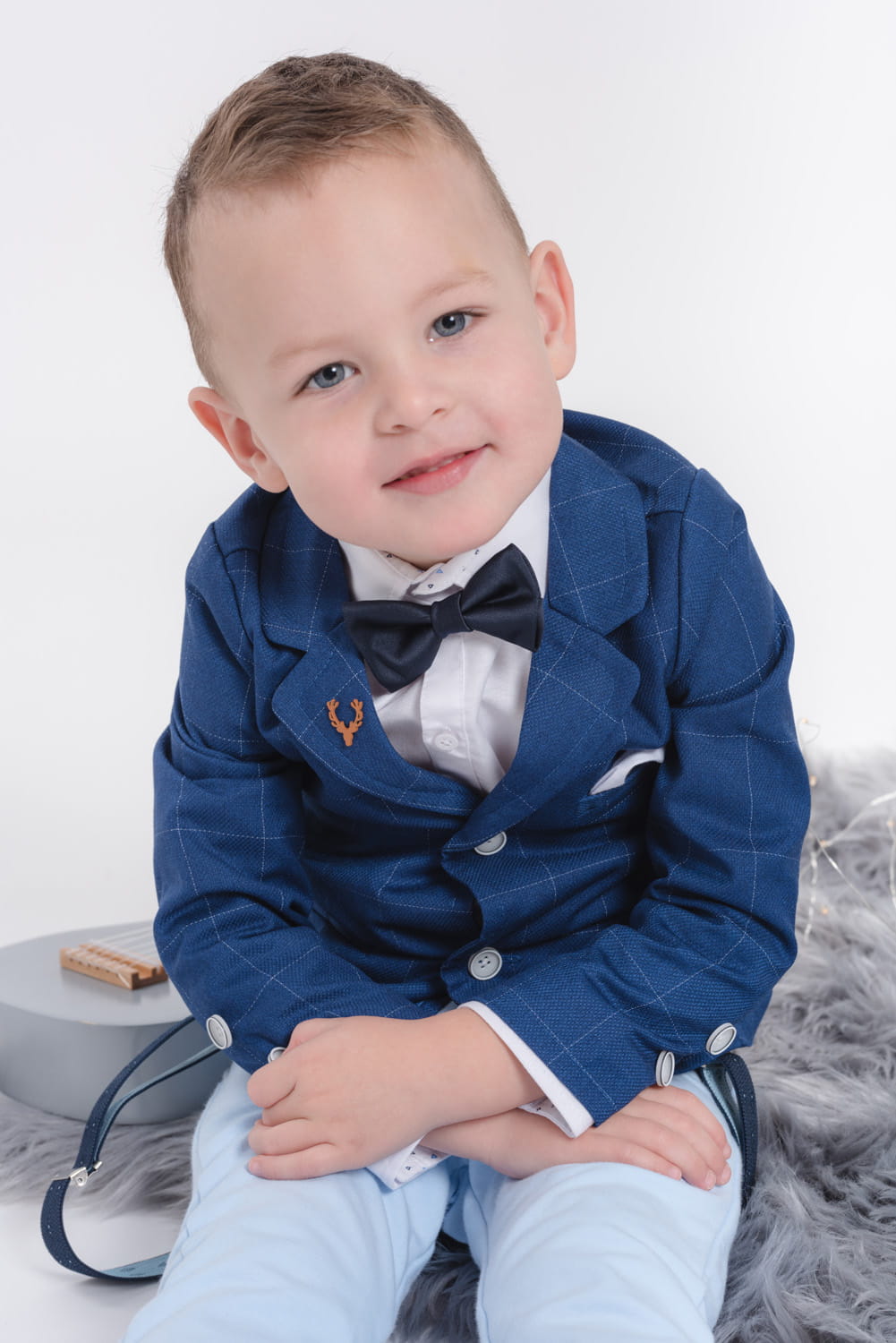 LaFerio Bastia Marynarka w kratę do chrztu dla chłopca