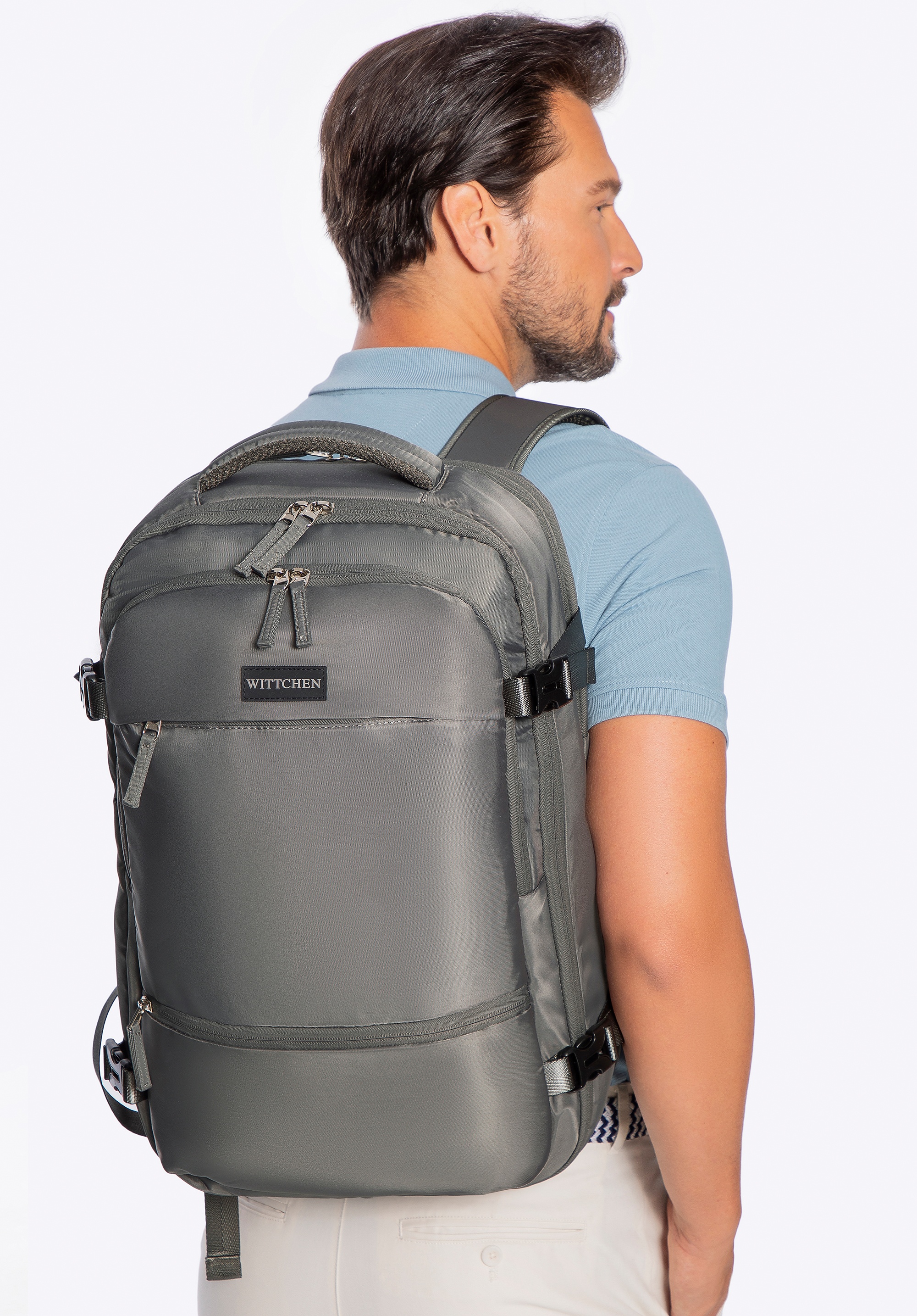 Dodatkowe rabaty - Poszerzany plecak wielofunkcyjny do samolotu szary