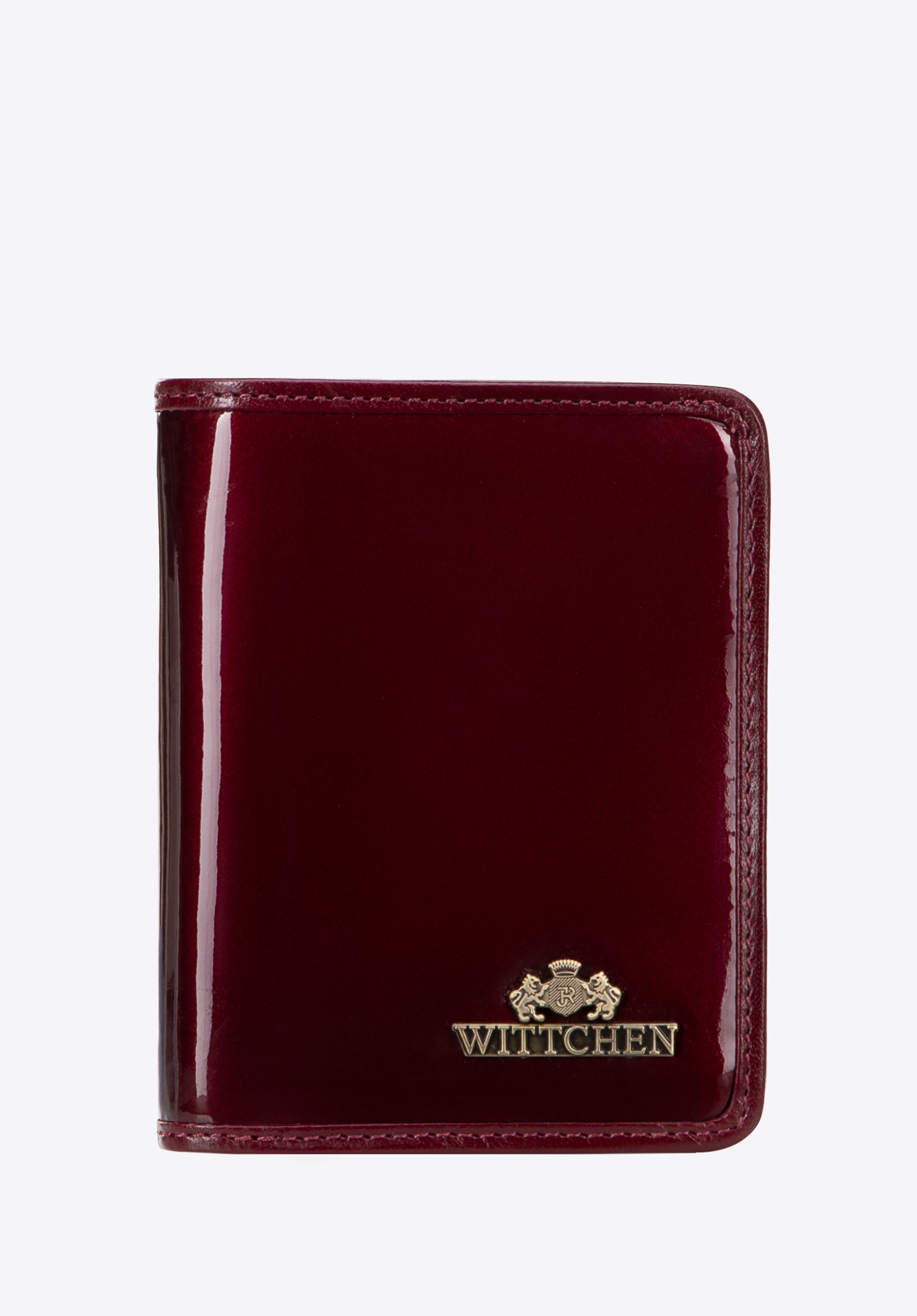 Damski portfel ze skóry lakierowanej pionowy bordowy