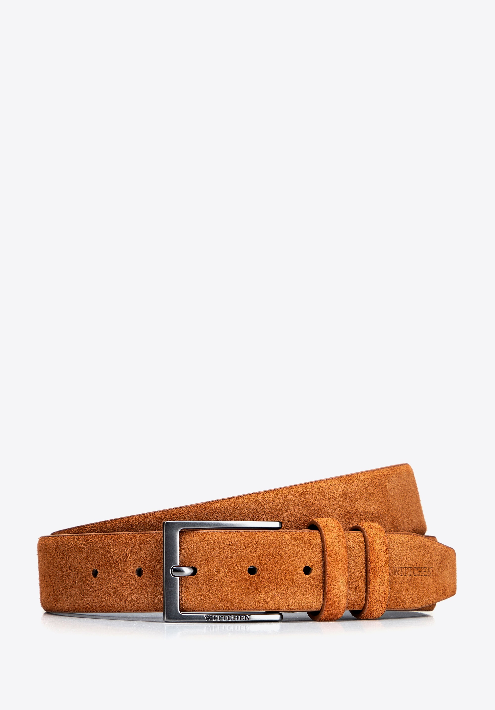 Męski pasek ze skóry naturalnej zamszowej brązowy