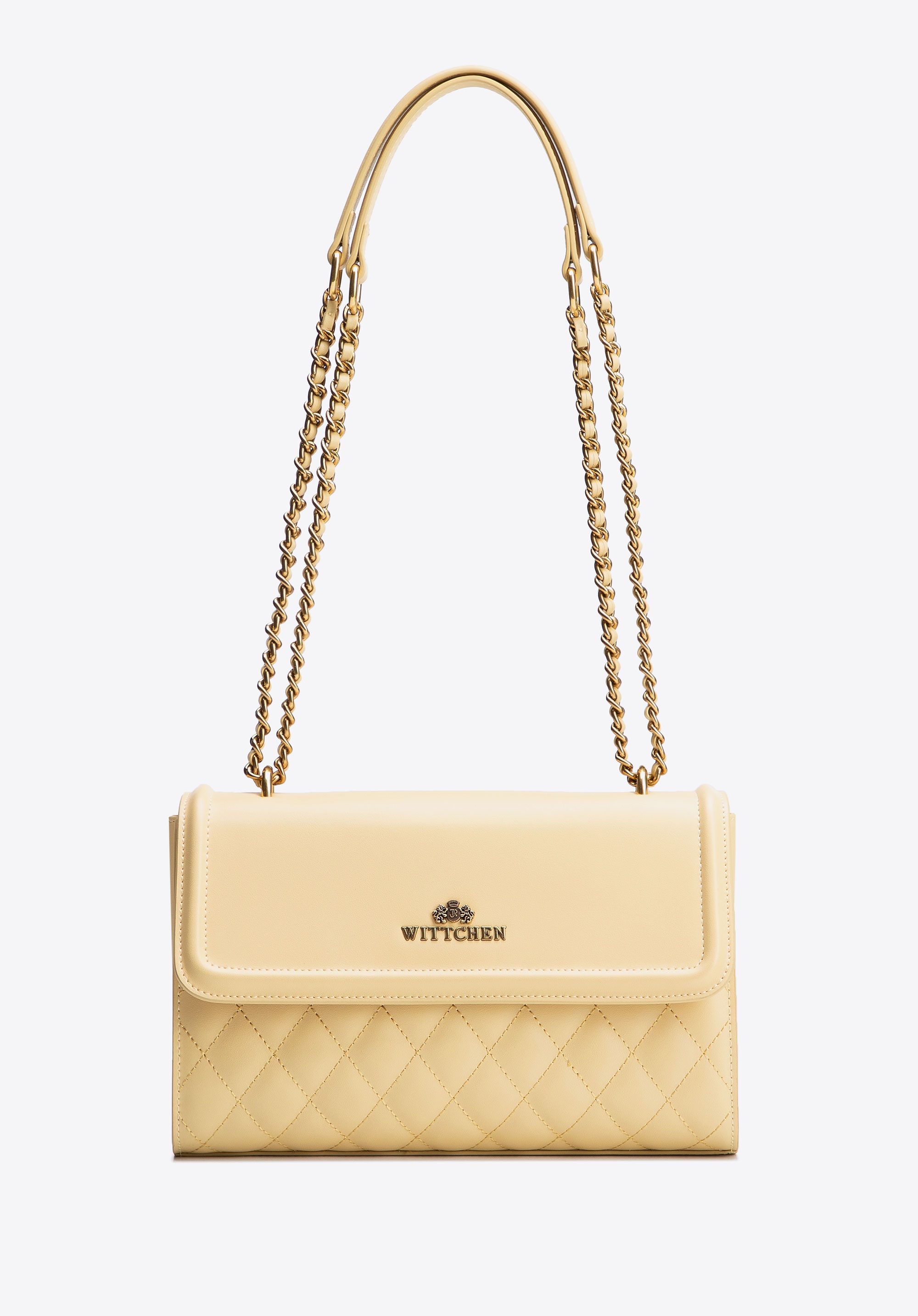 Damska listonoszka ze skóry naturalnej w pikowanie żółta