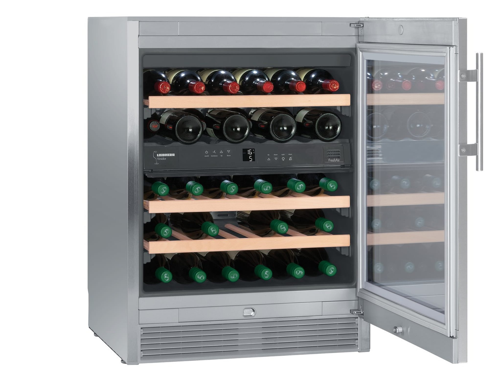 Chłodziarka do wina na 34 butelki 2 strefy temperatur