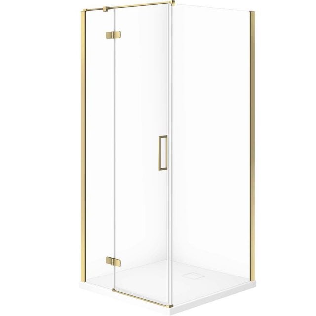 CERSANIT Zestaw kabina prysznicowa JOTA lewa 80x80 złota, brodzik TAK