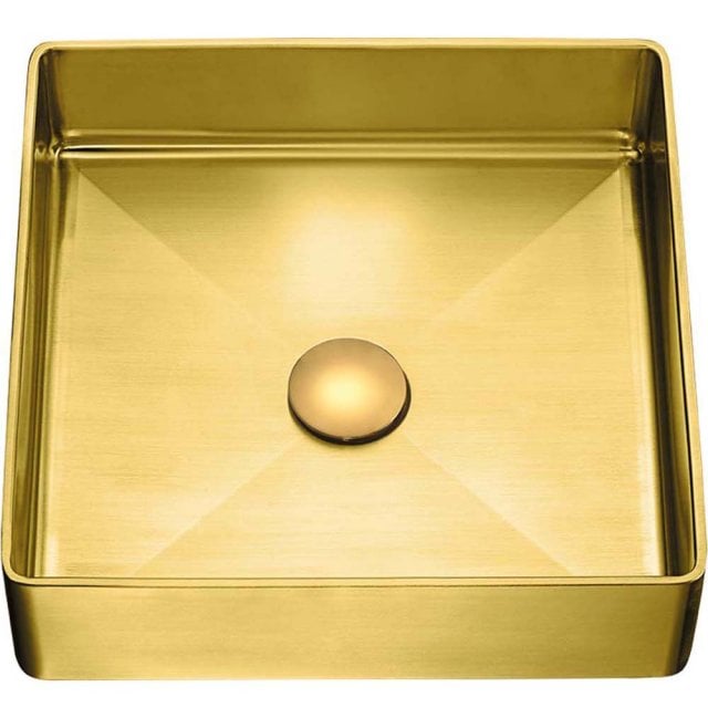 LAVEO Umywalka nablatowa POLA 36x36 cm stalowa z korkiem klik-klak zł