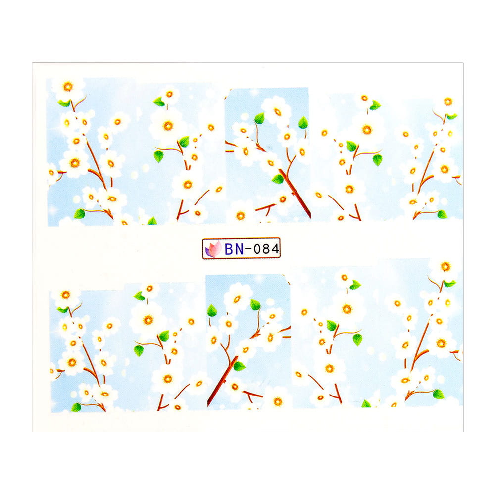 Naklejki wodne do paznokci arkusz 6,5 x 5,5 cm na 10 palców bn Nr 084