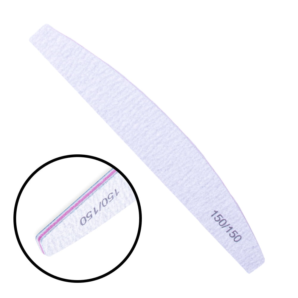 Pilnik do paznokci łódka półksiężyc zebra różowy środek 150/150 pakiet 10 szt