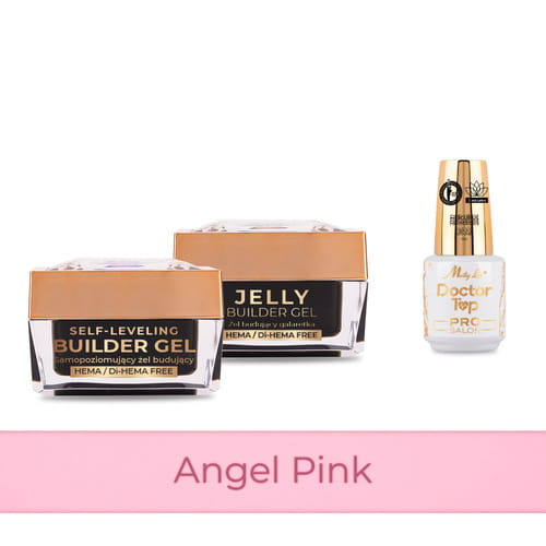 Molly Nails PRO MATCH SYSTEM 2+1 Angel Pink 2 żele budujące + Doctor Top 15g