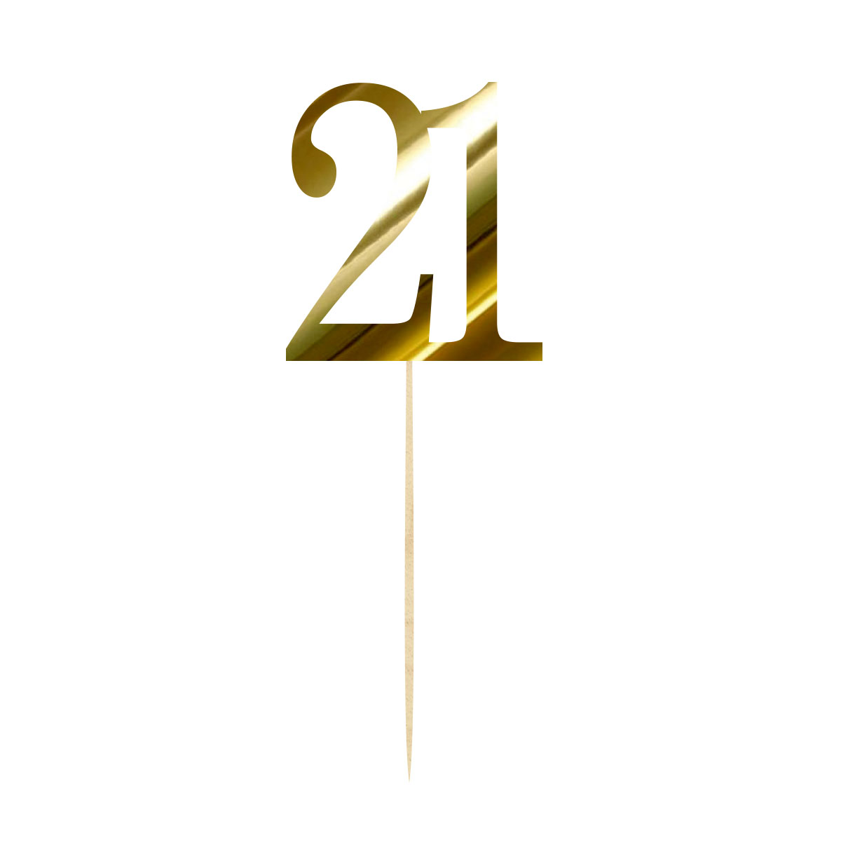 Topper na 21 urodziny cyfra liczba złota dekoracja na tort pik lustrzane złoto
