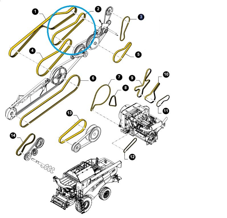 Pas napędu hedera 3HB New Holland CASE 84061279, 1330499C1 CNH