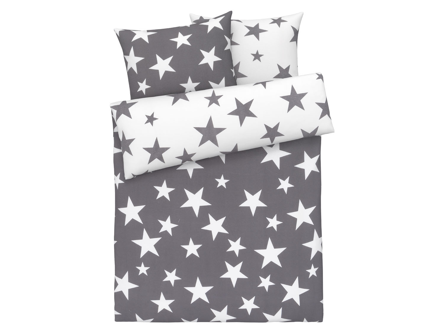 Livarno home Pościel flanelowa 160 x 200 cm Gwiazdy szare