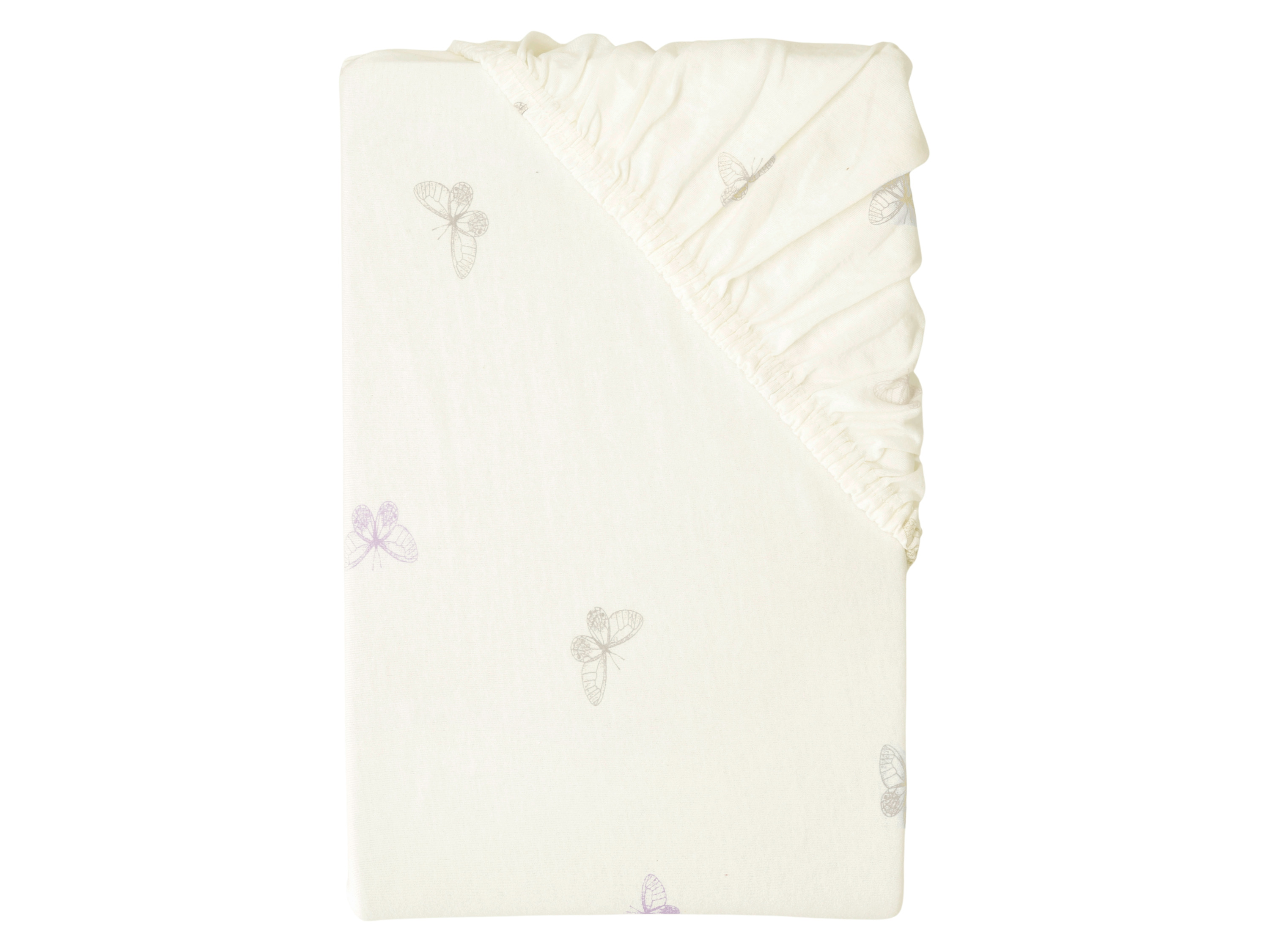Livarno Prześcieradło dżersejowe z gumką, 140-160 x 200 cm Motyl/biały