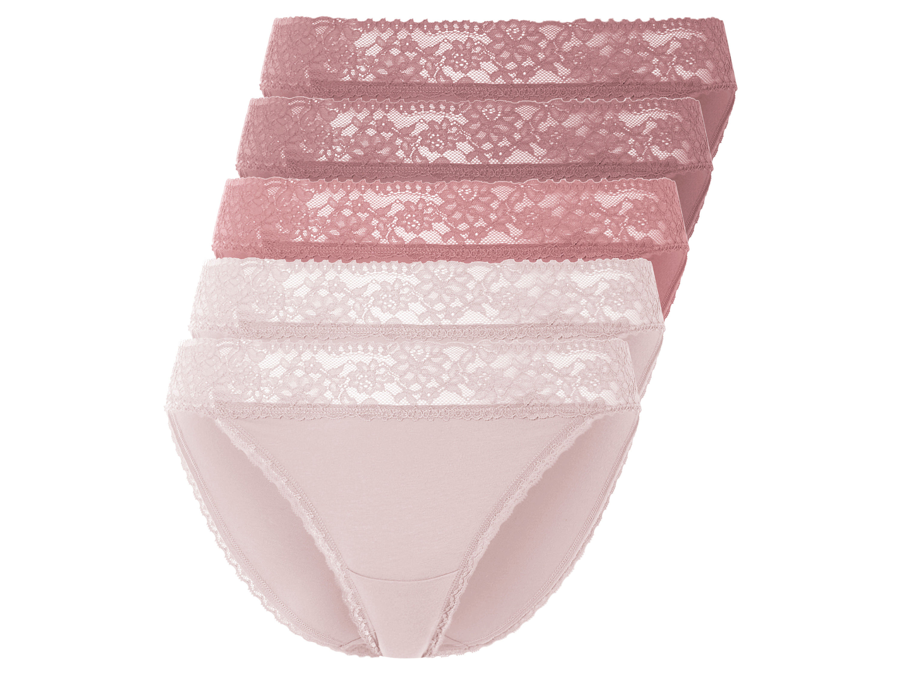 esmara Figi damskie z koronką, 5 par Ciemnoróżowy/różowy, L44/46