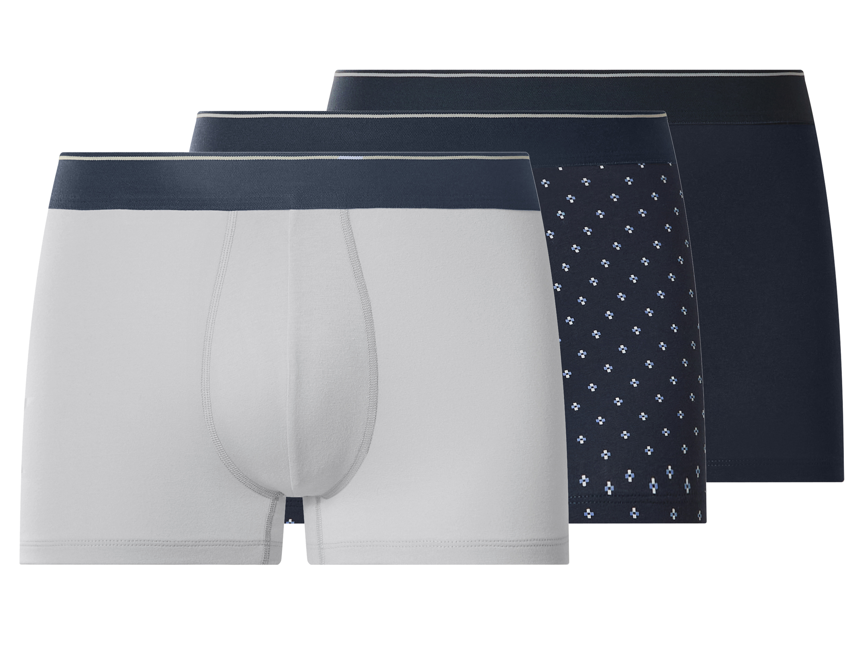 esmara Men Bokserki męskie z bawełny, 3 pary Granatowy/szary, 5/M