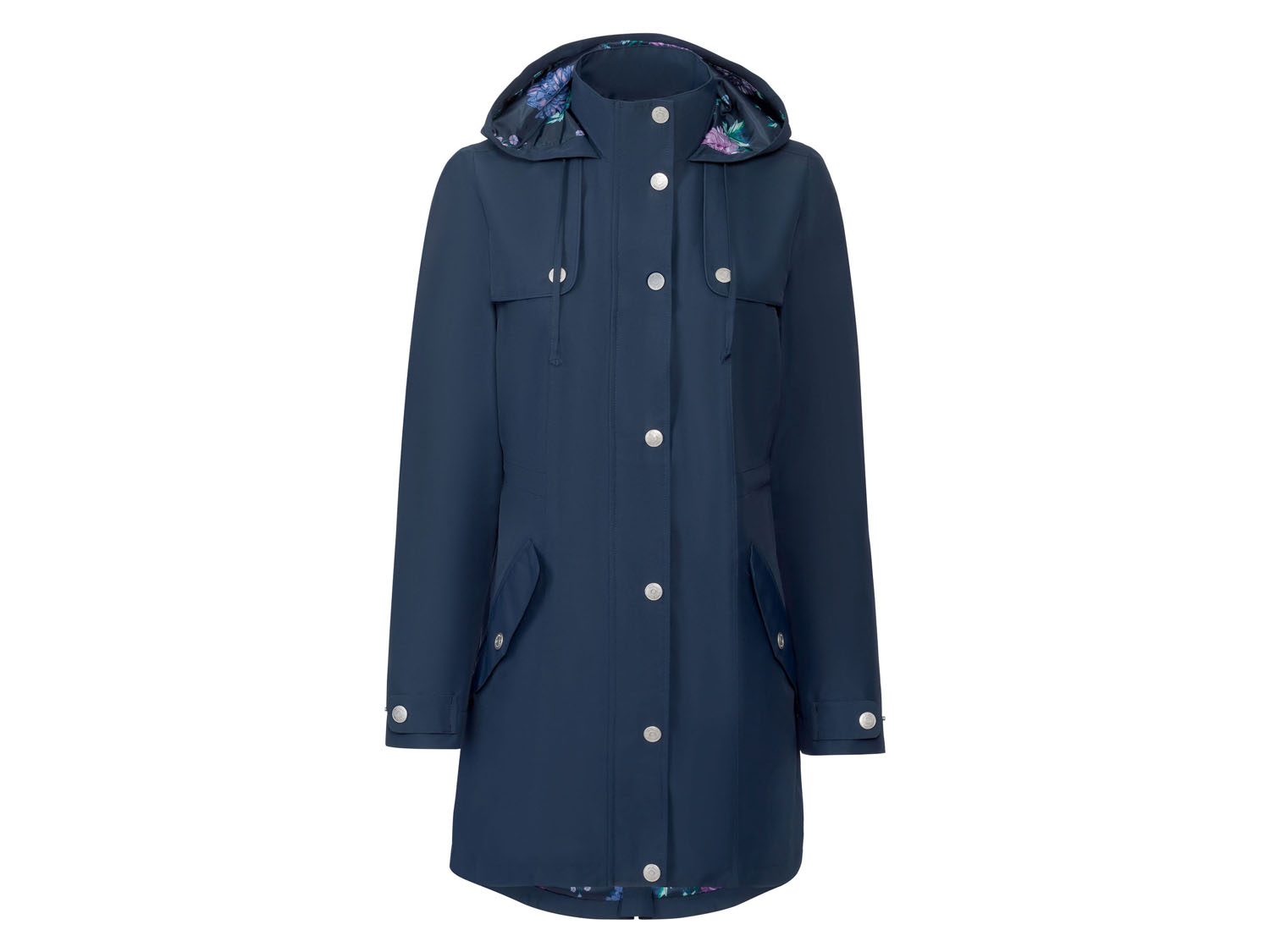 esmara Długa kurtka damska z kapturem Granatowy, 40