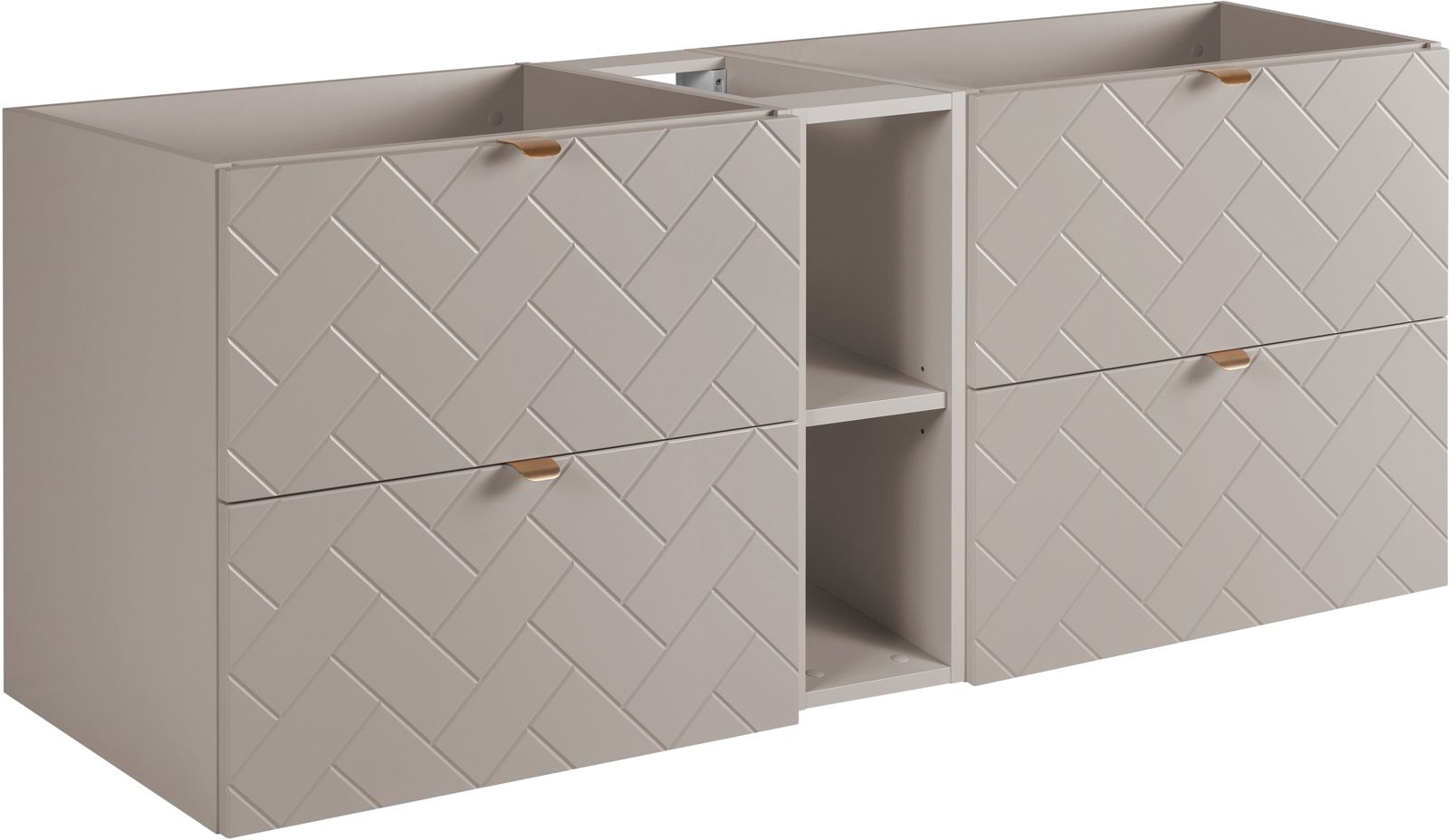 Darmowa Dostawa - Zestaw mebli łazienkowych 140x46x60.7 cm podumywalkowa wisząca beżowa Rodan Trend abset10925