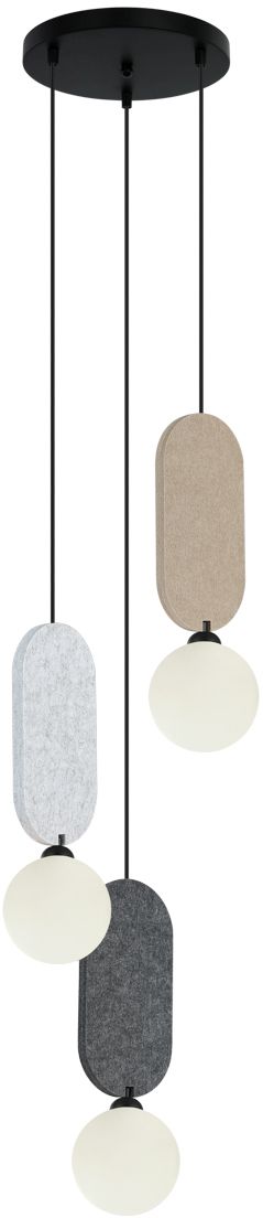 Darmowa Dostawa - Lampa wisząca 3x25 W czarna-szary/popielaty Italux Lorenzo PND59815B3MLTI