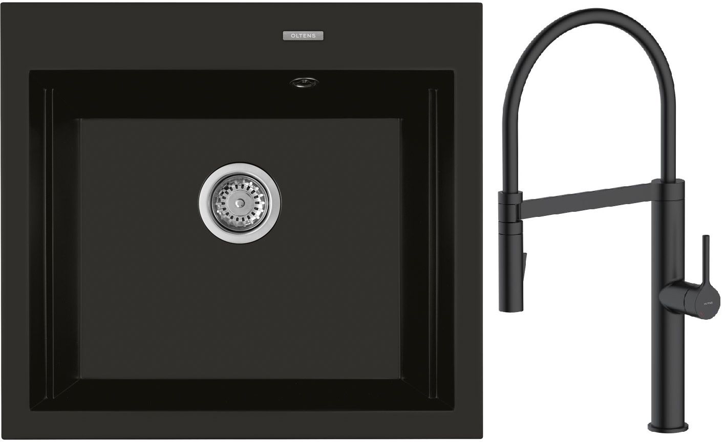 Darmowa Dostawa - Zlewozmywak z baterią czarny / chrom Oltens Gravan abset4679