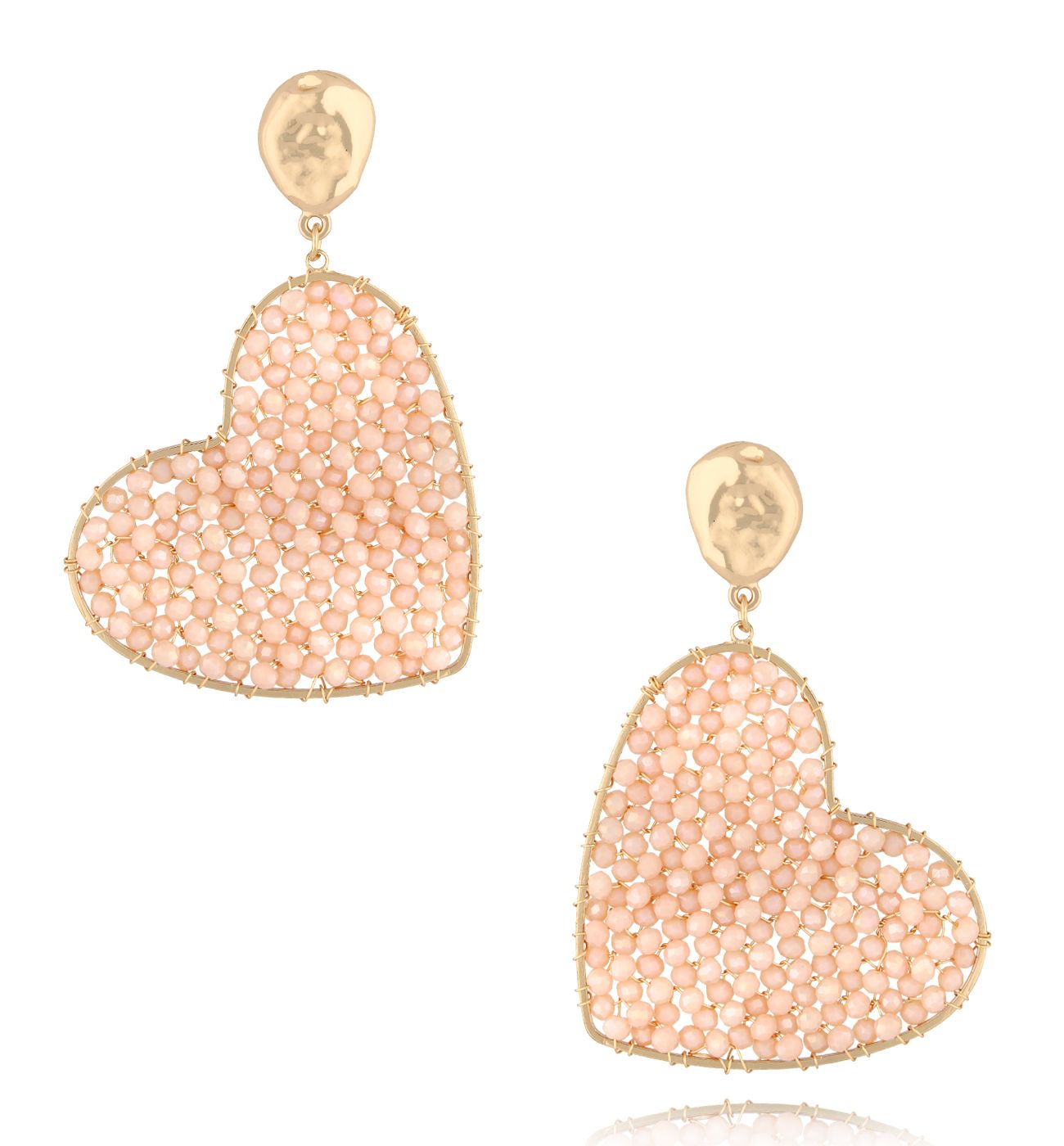 Kolczyki z cielistymi sercami Coeur Coloré KWE0061