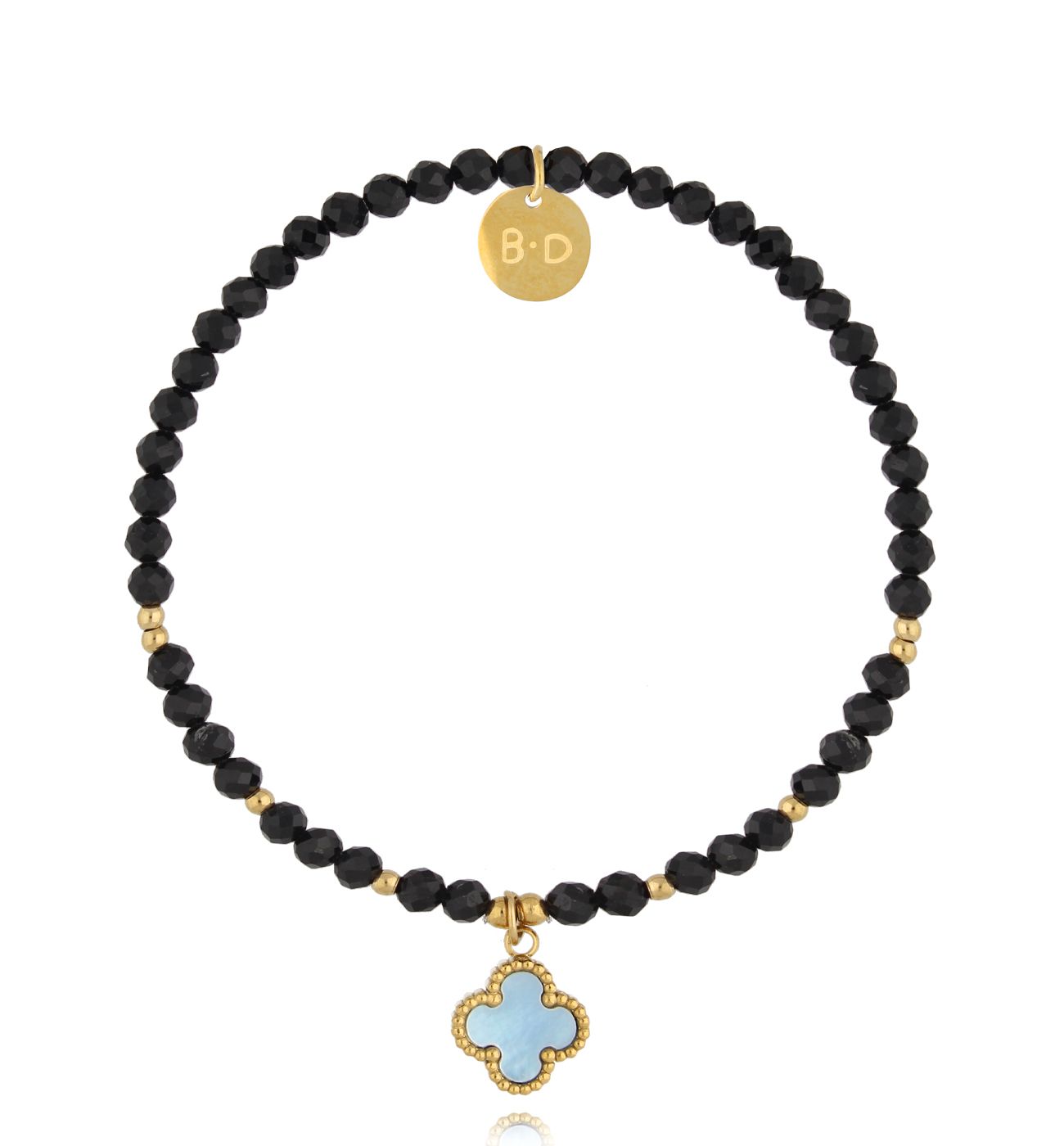 Bransoletka z turmalinami i niebieską koniczynką BTW3043