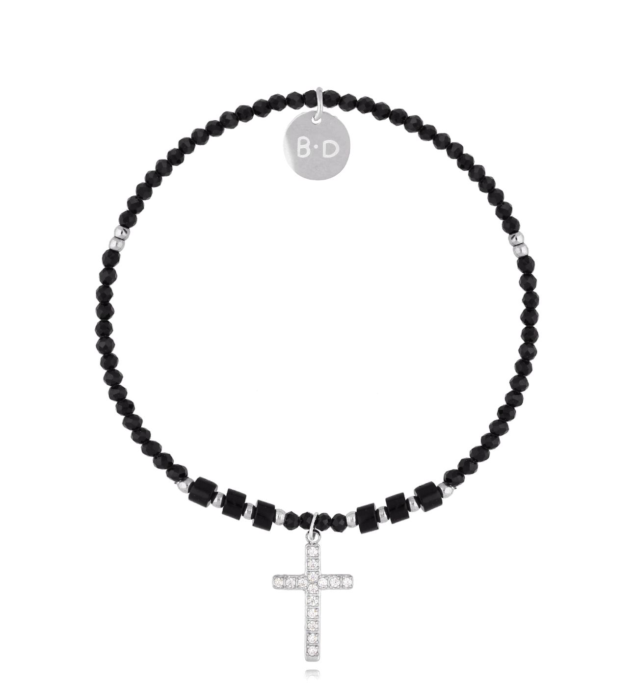 Bransoletka z turmalinami i srebrnym krzyżykiem Reflections BTW2337