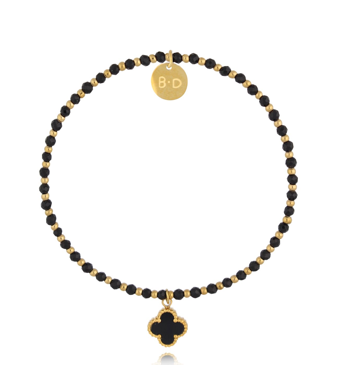 Bransoletka z turmalinami i koniczynką złota BTW3172