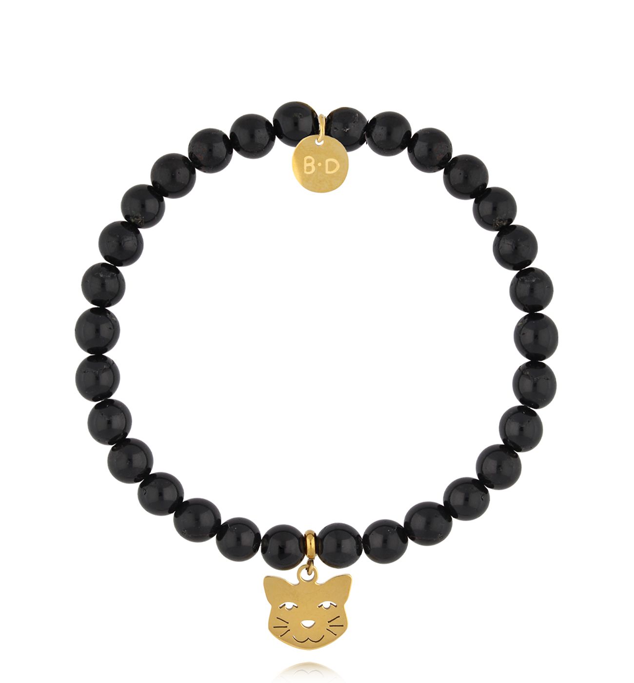 Bransoletka czarna z turmalinami i kotkiem Astrid BTW2388