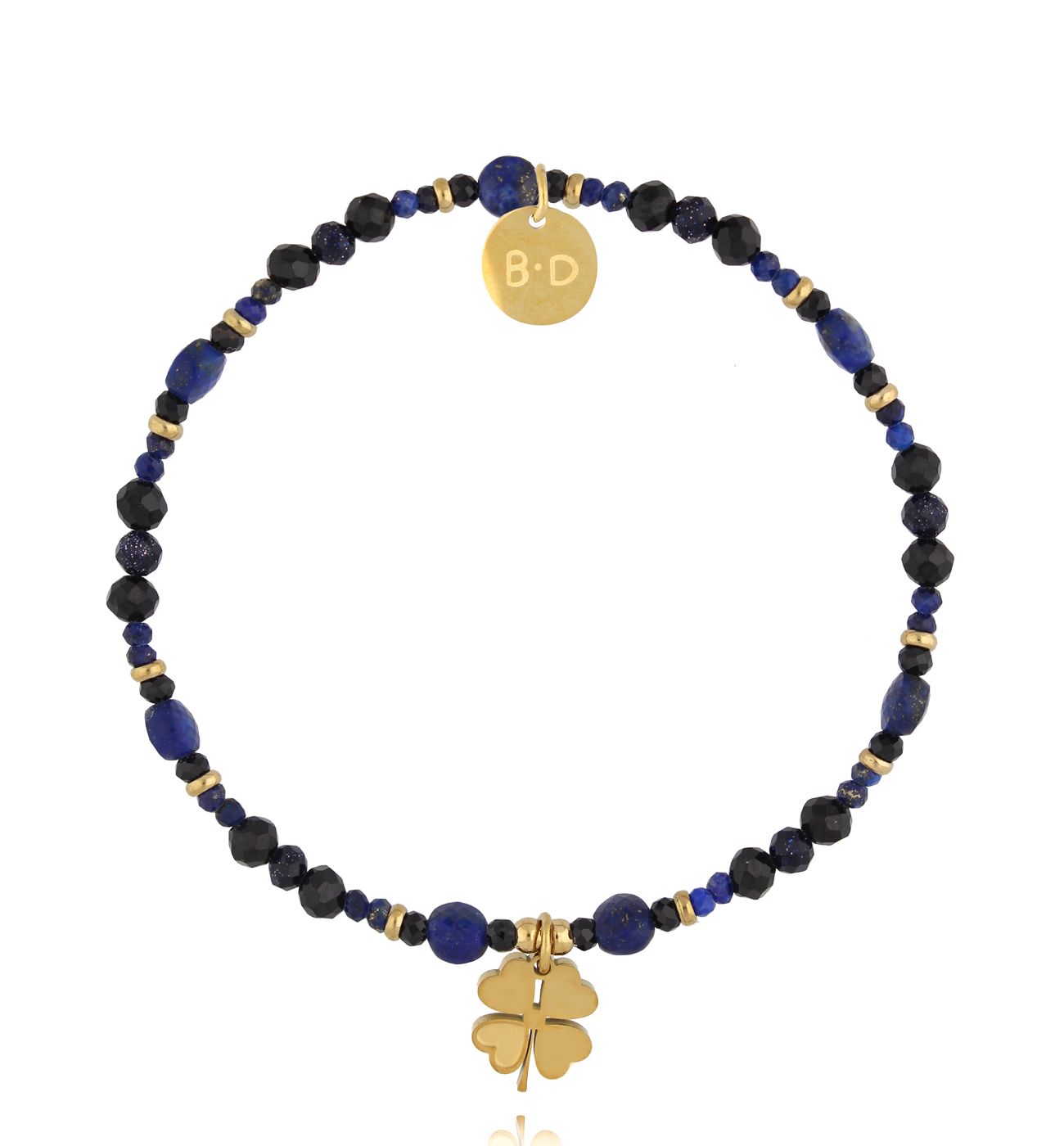 Bransoletka z turmalinami i lapisami z koniczynką BTW3088