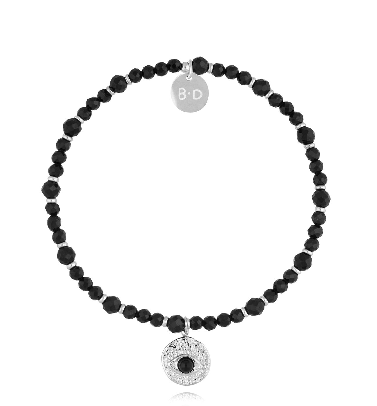 Bransoletka czarna z turmalinami i okiem Noble BTW2379