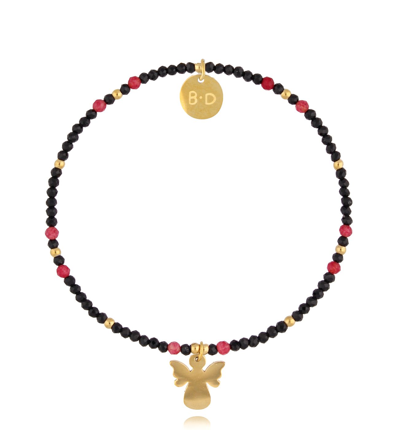 Bransoletka z turmalinami i aniołkiem - By Dziubeka