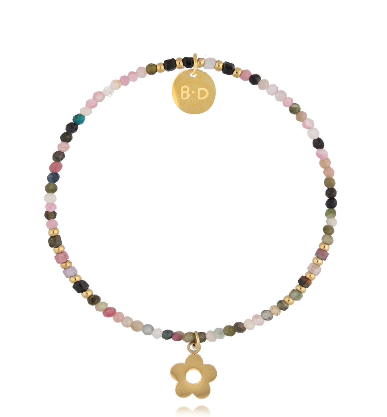 Bransoletka z turmalinami i kwiatkiem BTW2972