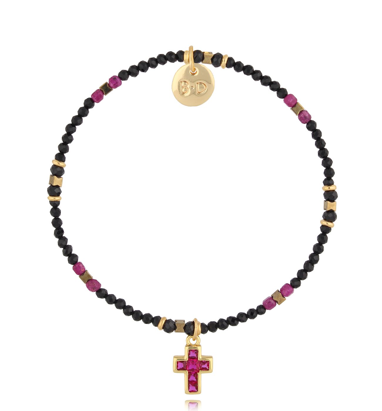 Bransoletka z turmalinami i krzyżykiem BTW2759