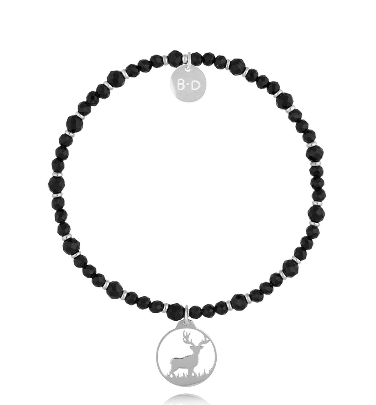 Bransoletka z czarnymi turmalinami i jeleniem Dark Harmony BTW2895