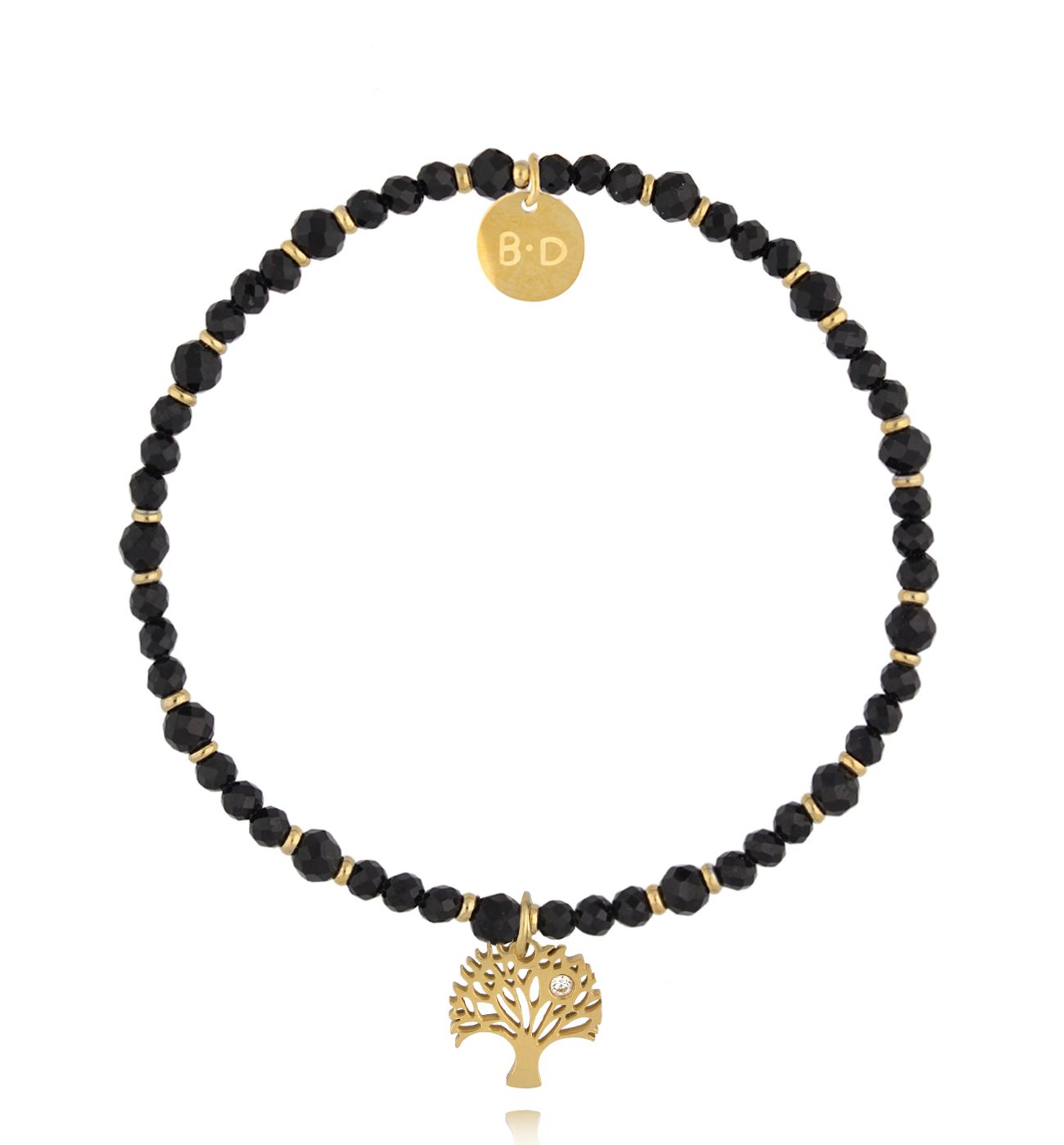 Bransoletka z czarnymi turmalinami i drzewkiem Dark Harmony BTW2886