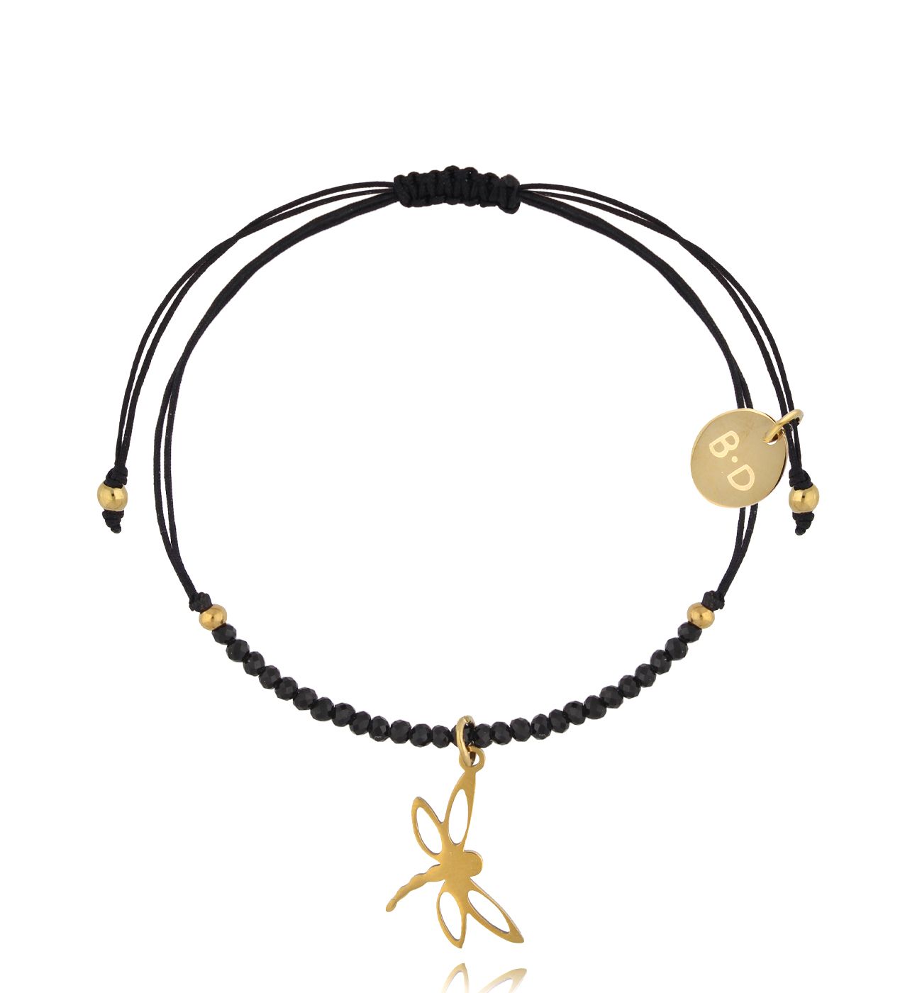 Bransoletka z turmalinami i złotą ważką Successo BMT0092 - By Dziubeka