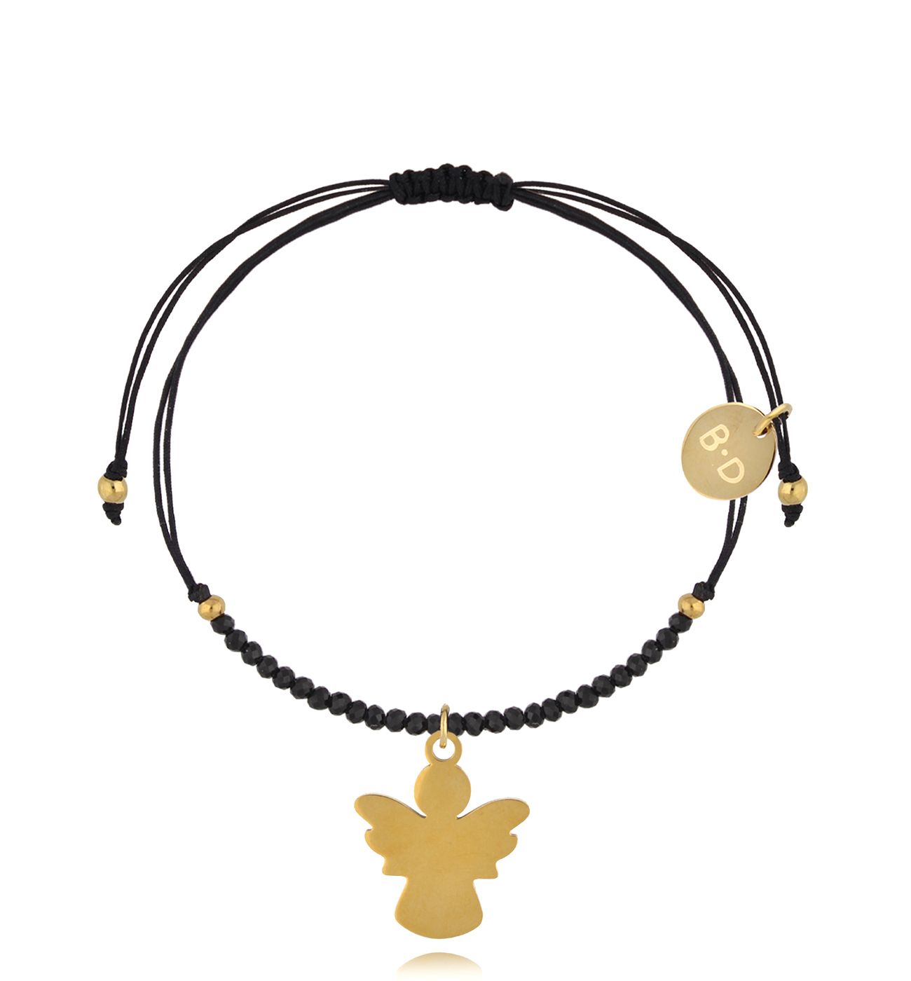 Bransoletka z turmalinami i złotym aniołkiem Successo BMT0110 - By Dziubeka