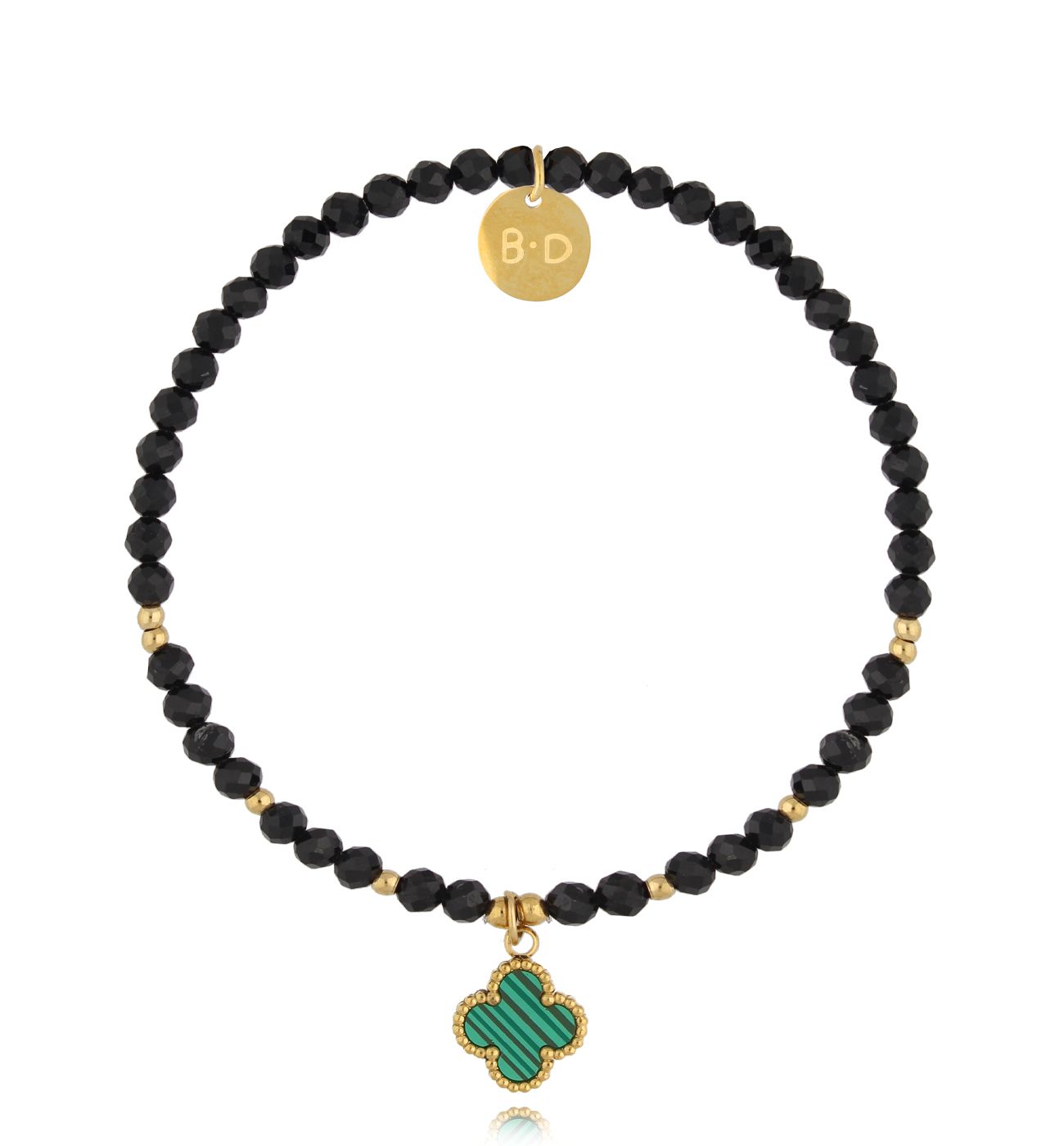 Bransoletka z turmalinami i zieloną koniczynką BTW3047