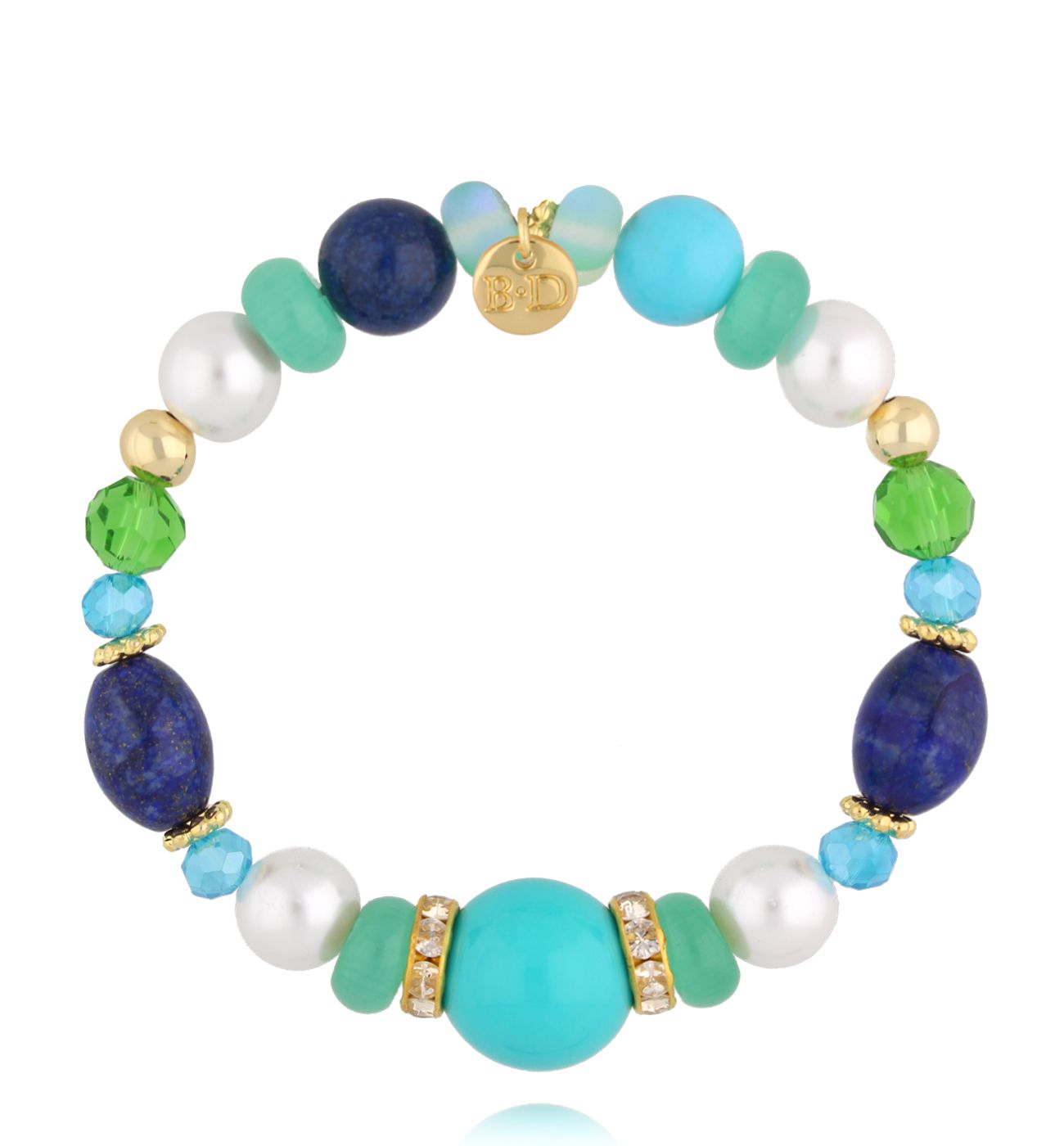 Bransoletka z lapisem, turkusem i zielonymi akcentami BSC2307