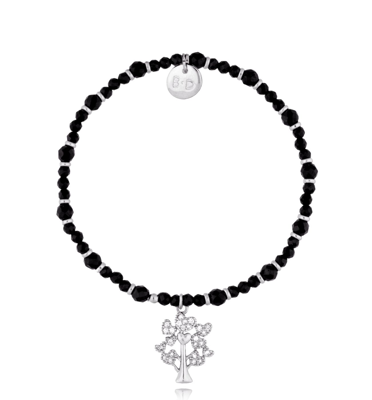 Bransoletka z czarnymi turmalinami i drzewkiem Sundial - By Dziubeka